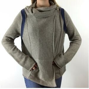 360 Cashmere Gray Wrap Cashmere Wool Blend Y2K Lagenlook Cardigan Sweater S